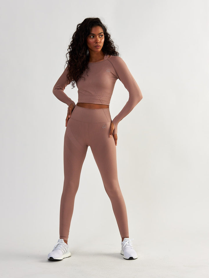 Rose Gold Long Sleeve Sports Top - Femme Force