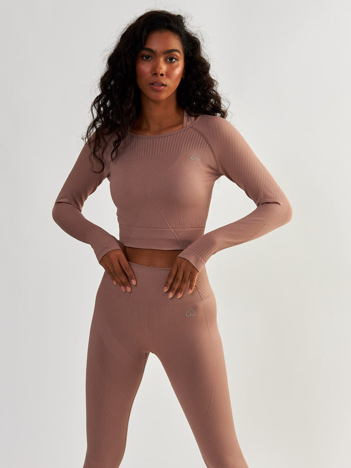 Rose Gold Long Sleeve Sports Top - Femme Force