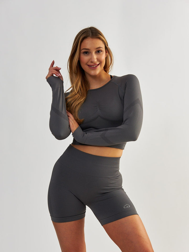 Grey Long Sleeve Sports Top - Power Up!