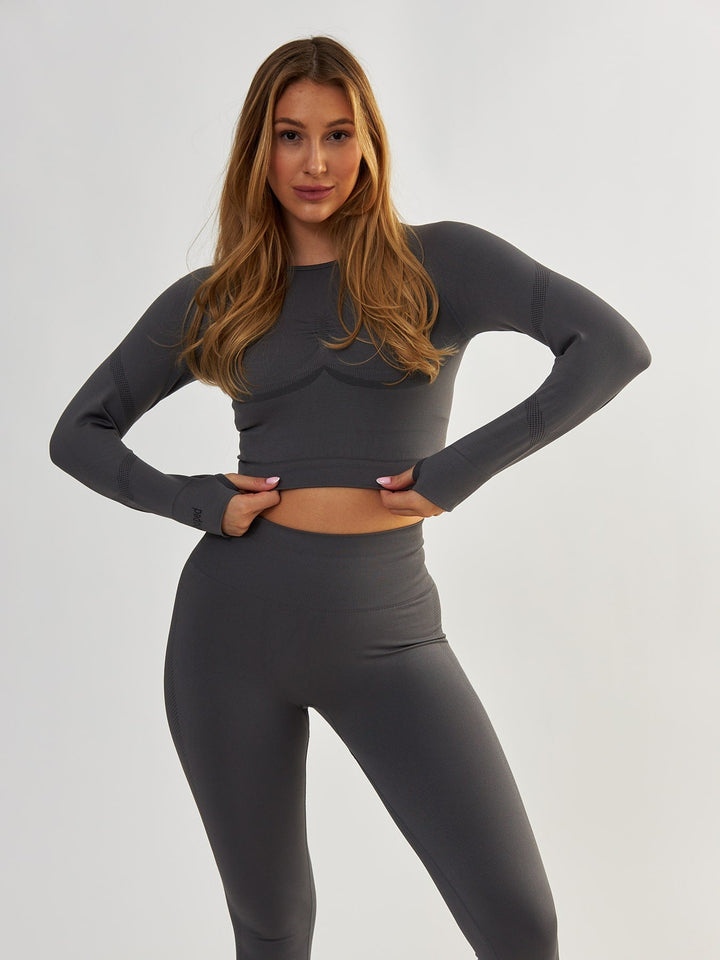 Grey Long Sleeve Sports Top - Power Up!